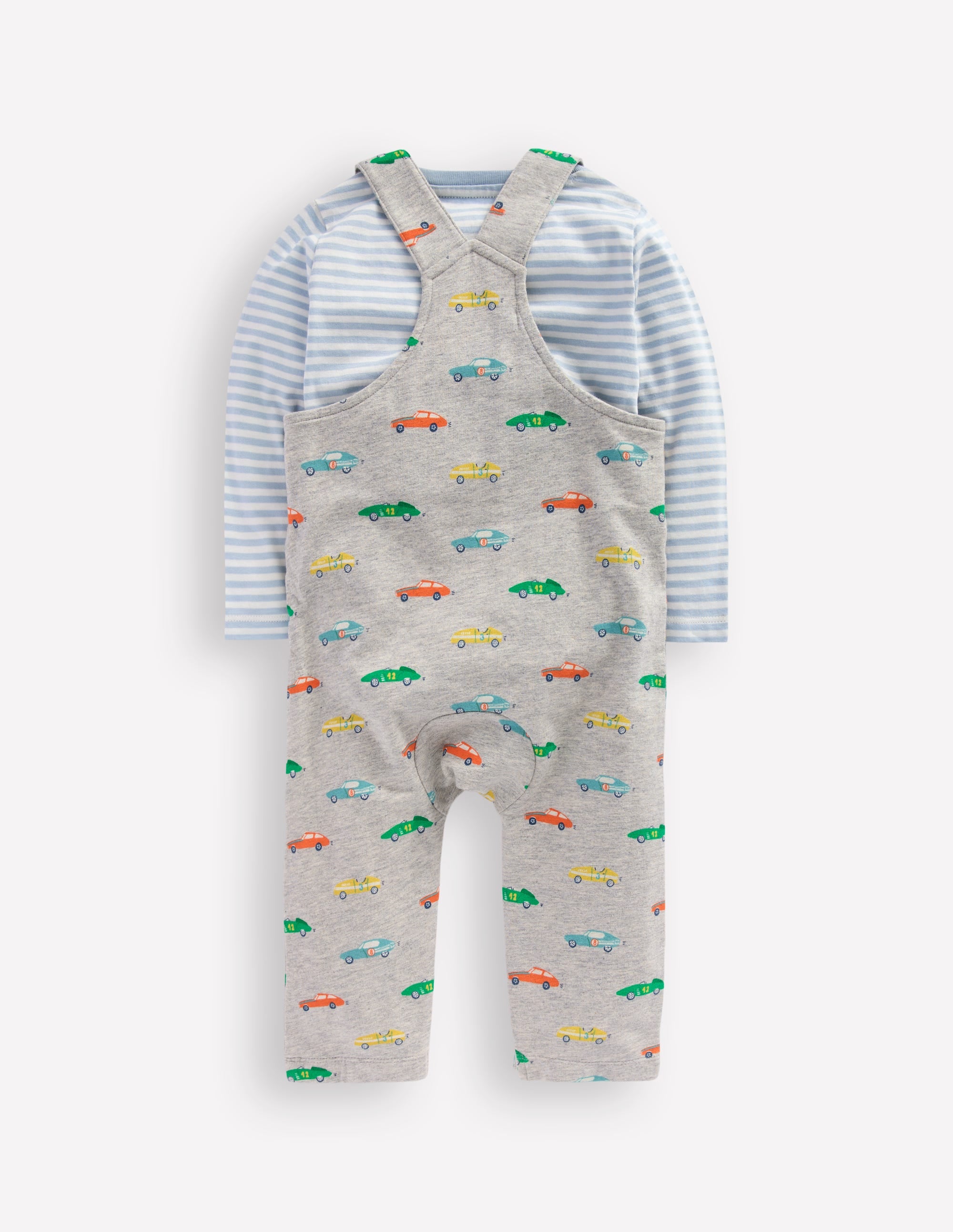 Jersey Dungaree Set-Grey Marl Cars - Image 2
