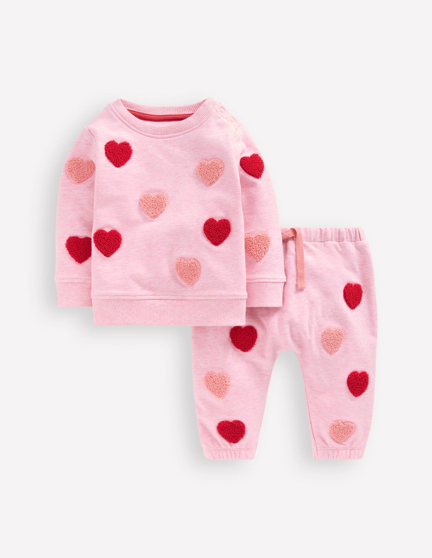 Applique Sweatshirt Set-Pink Marl Hearts