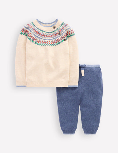 Fair Isle Knitted Play Set-Delft/Oatmeal Fair Isle-1