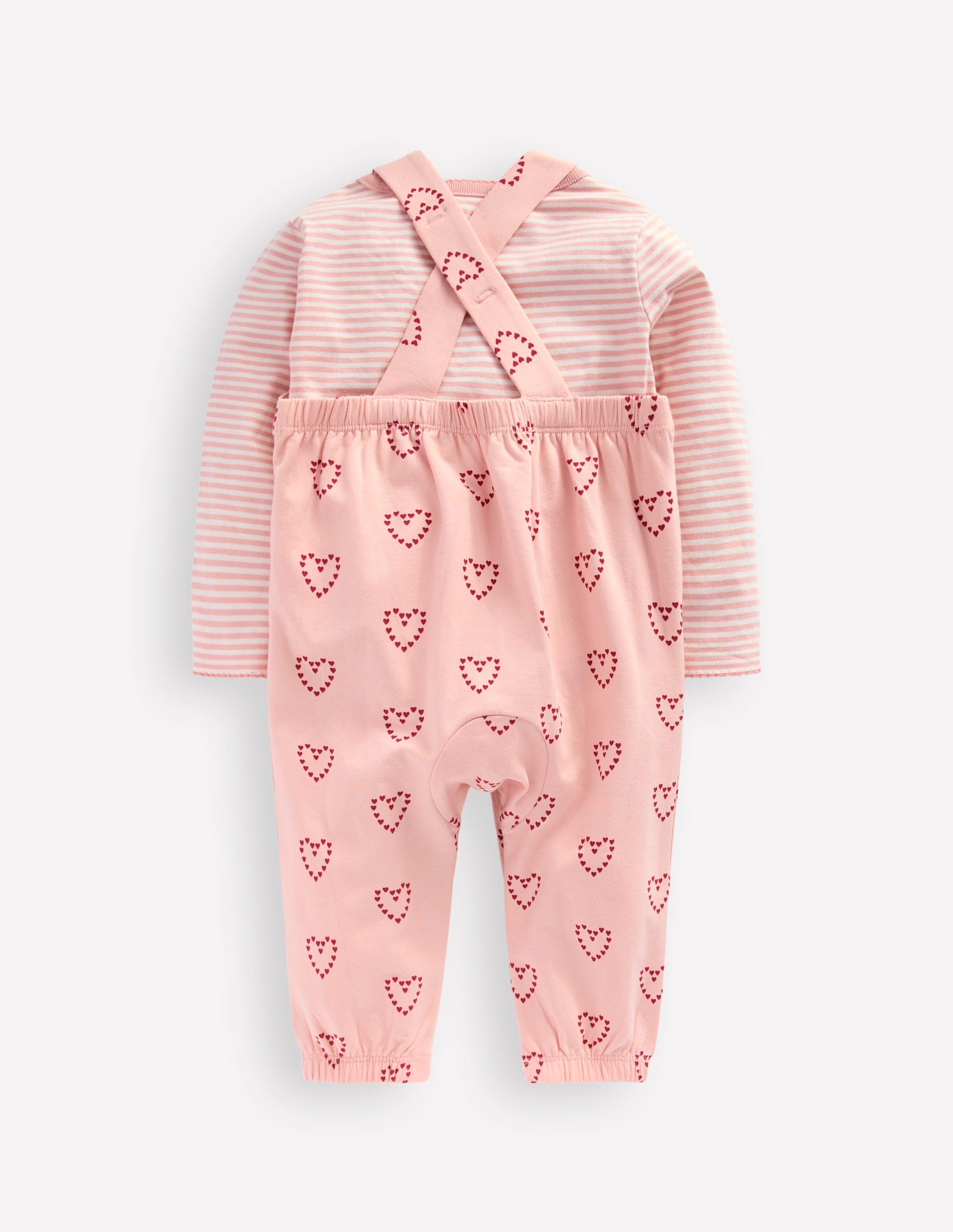 Jersey Dungaree Set-Pink Hearts-2