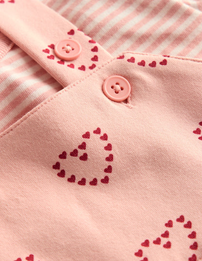 Jersey Dungaree Set-Pink Hearts-3