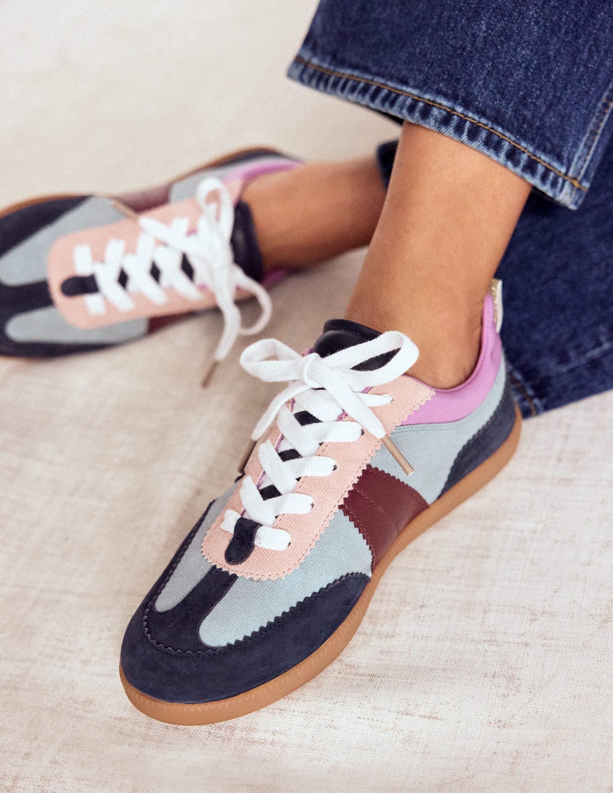 Erin Retro Tennis Trainers-Cord Colourblock - Image 2