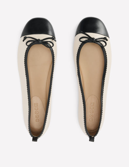 Kitty Flexi Sole Ballet Pumps-Ecru/Black-5