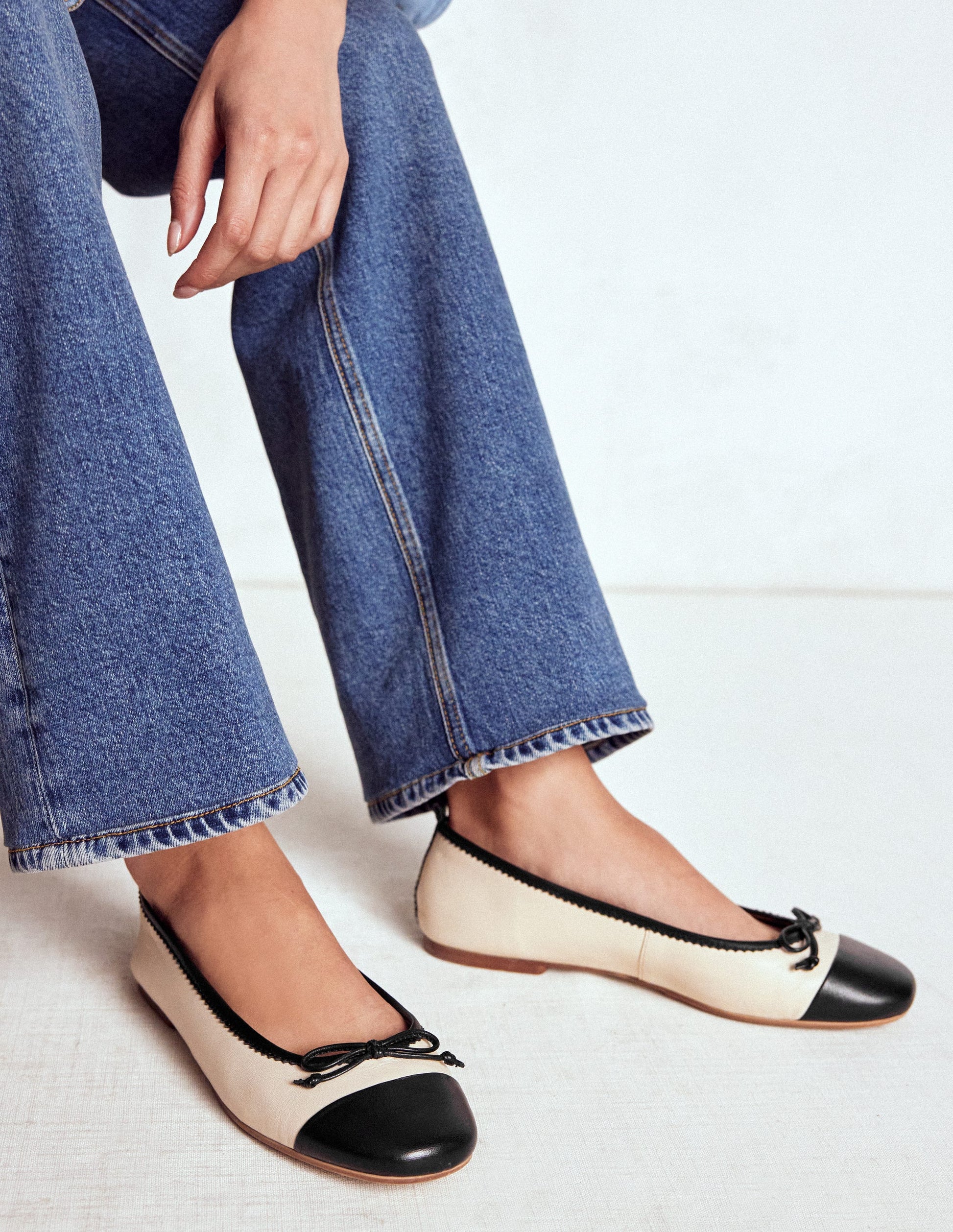 Kitty Flexi Sole Ballet Pumps-Ecru/Black-2