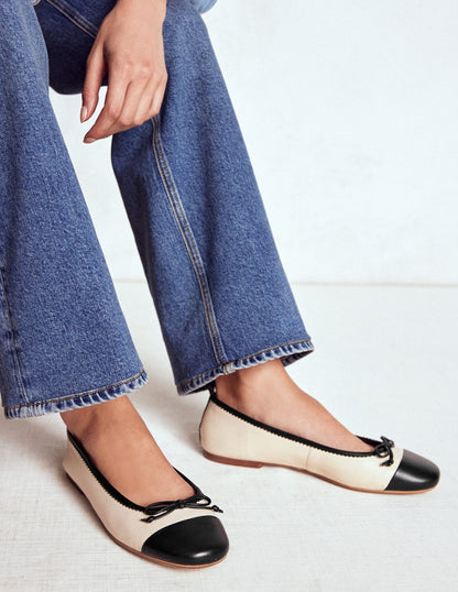 Kitty Flexi Sole Ballet Pumps-Ecru/Black-2