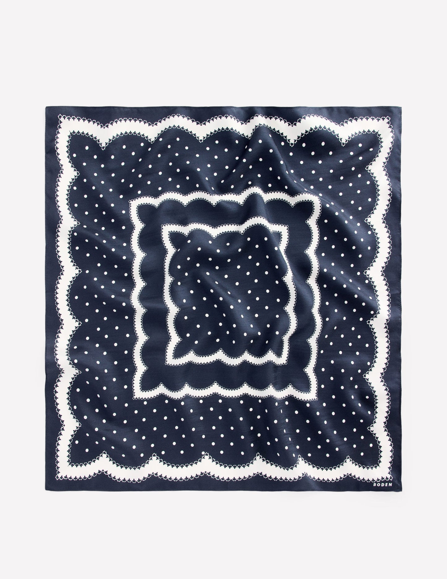 Silk Square Scarf-Navy