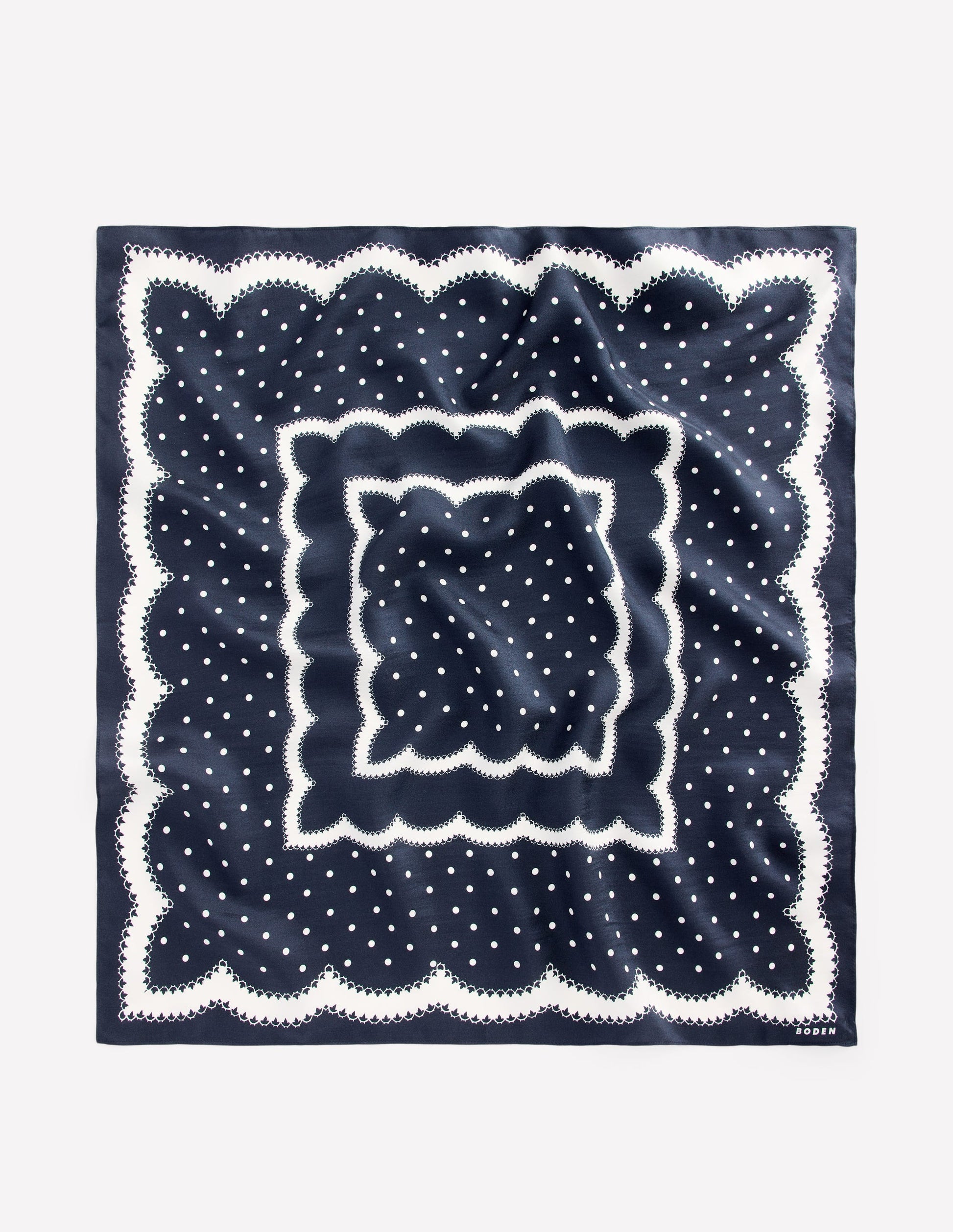 Silk Square Scarf-Navy-3