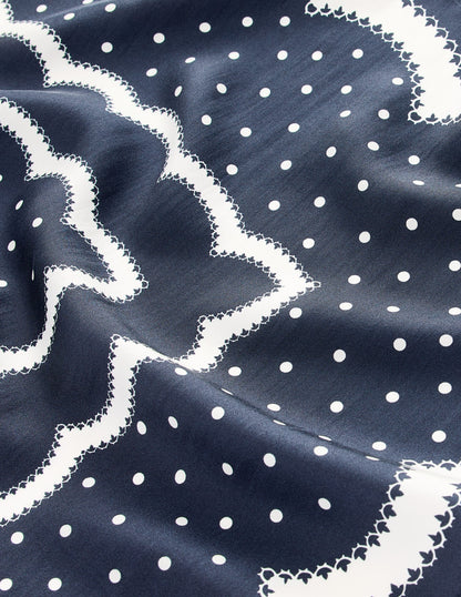 Silk Square Scarf-Navy-4