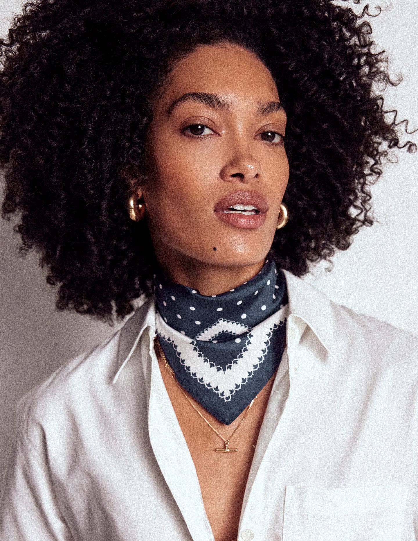 Silk Square Scarf-Navy-2