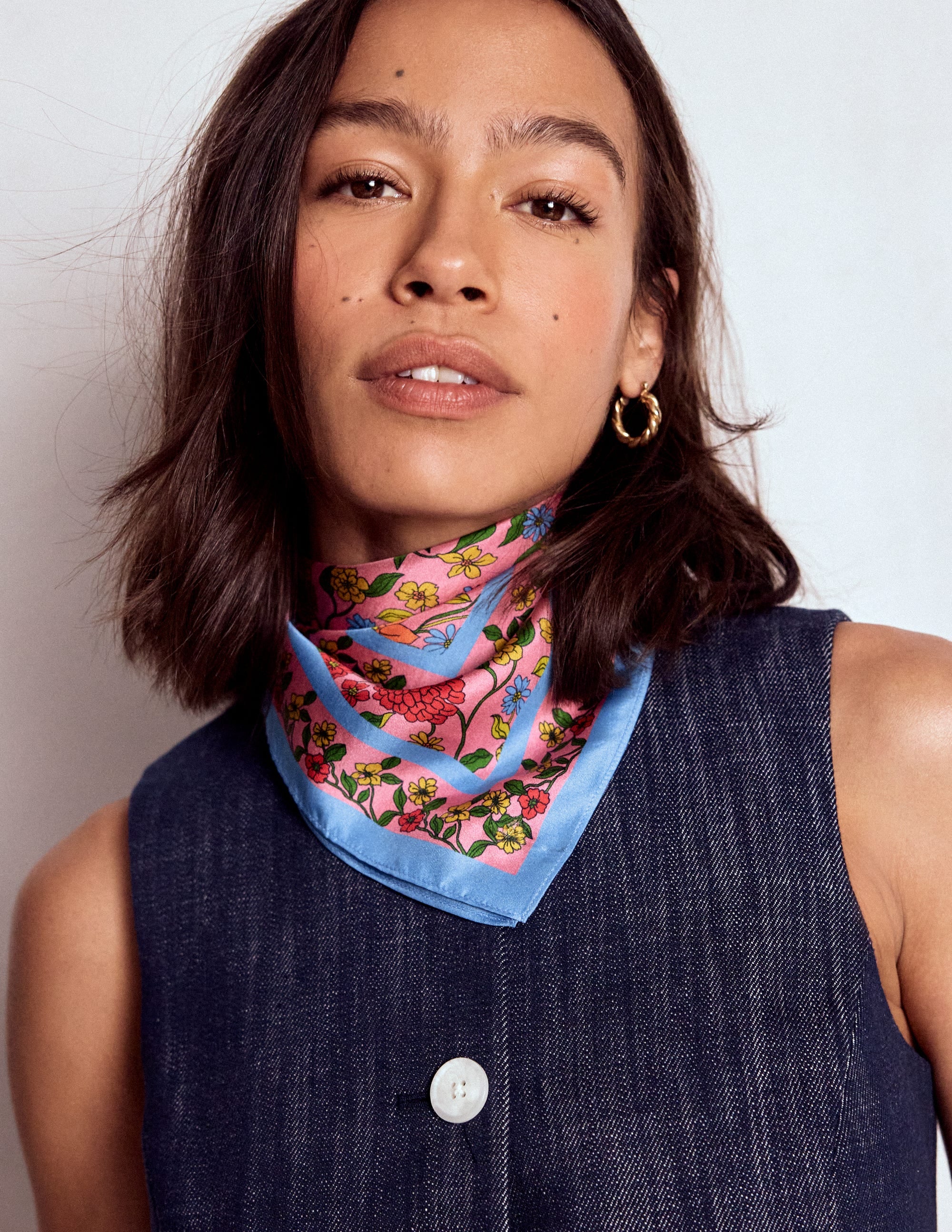Elisabeth Silk Square Scarf-Multi, Dahlia Trail Scarf - Image 2