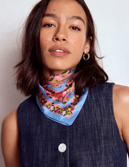 Silk Square Scarf-Multi, Dahlia Trail Scarf-2