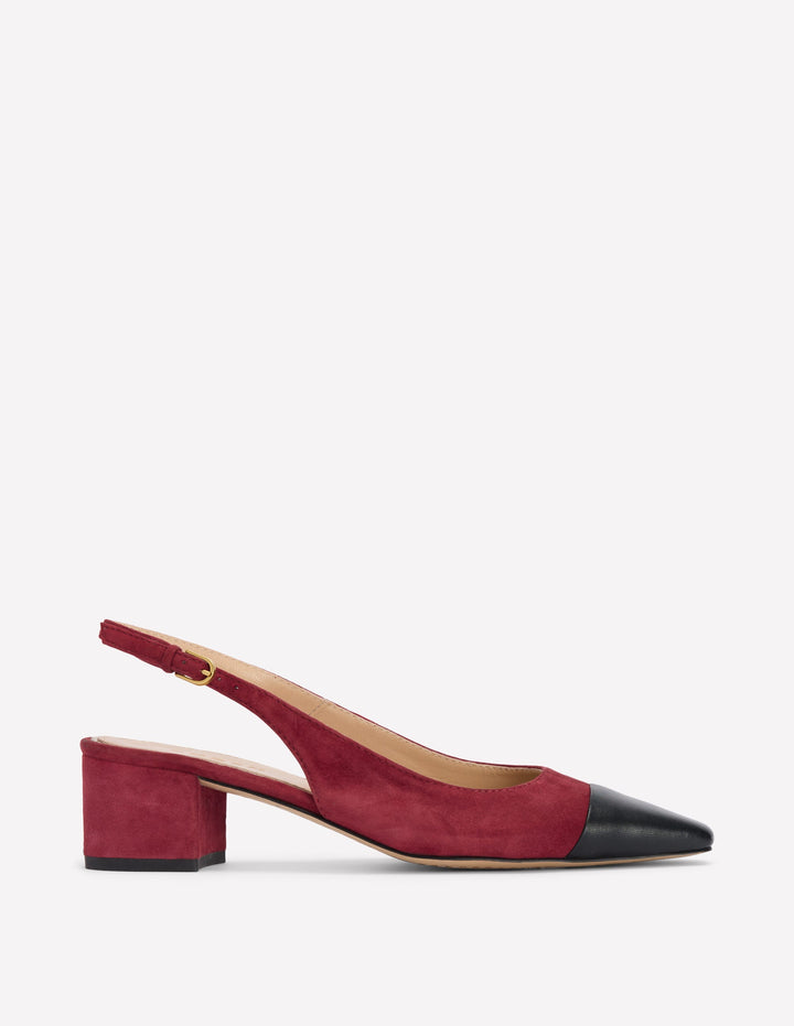 Ailsa Block Heel Slingbacks-Oxblood