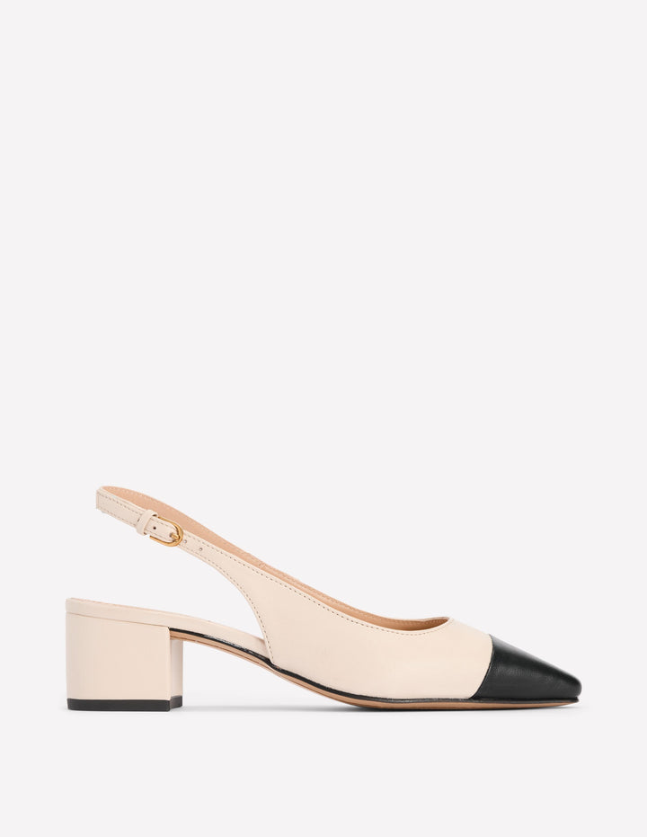 Ailsa Block Heel Slingbacks-Ecru