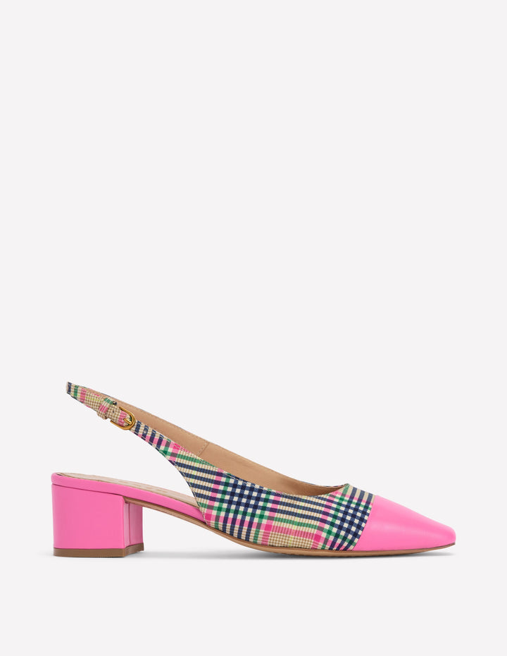 Ailsa Block Heel Slingbacks-Multi Check