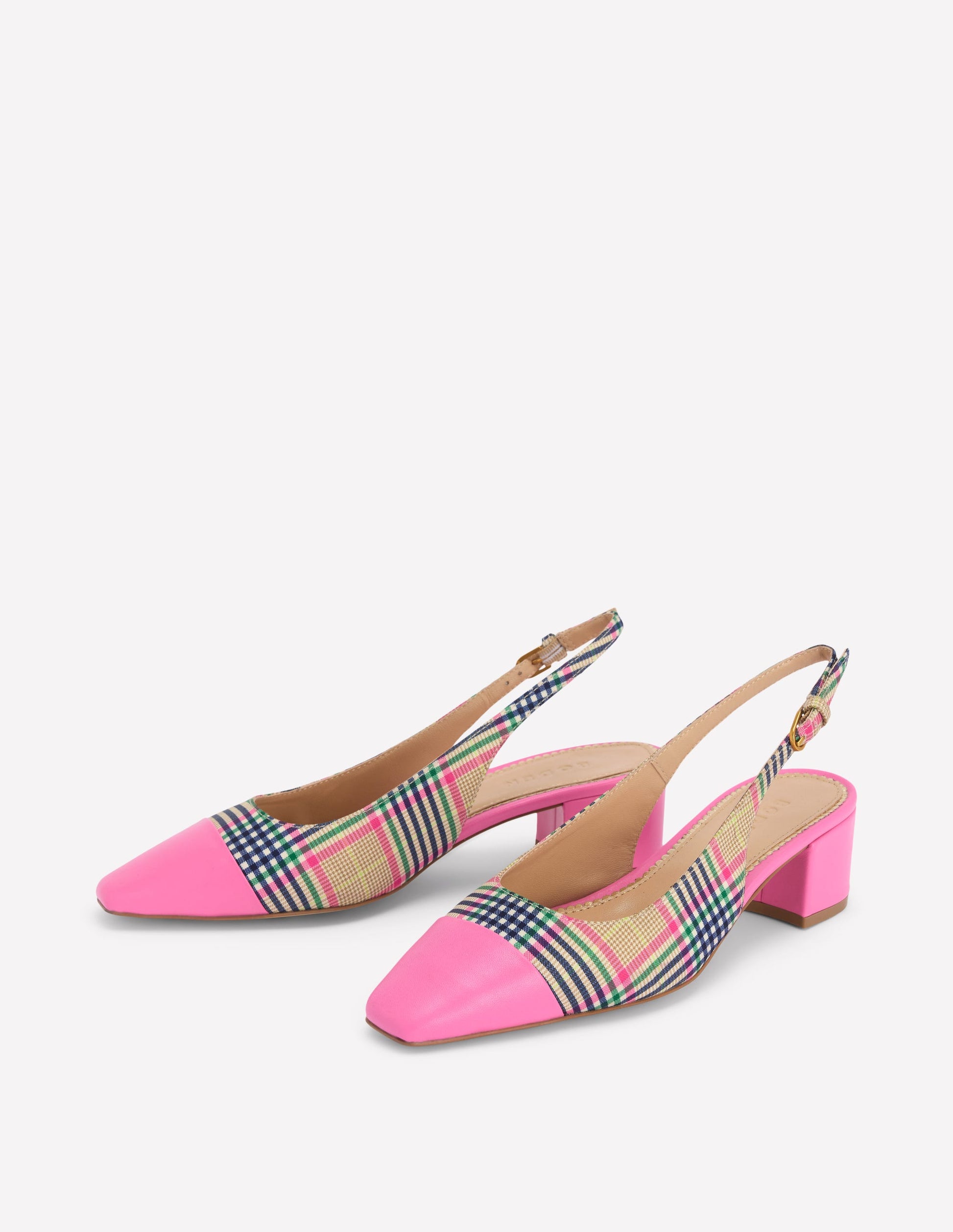 Ailsa Block Heel Slingbacks-Multi Check-3
