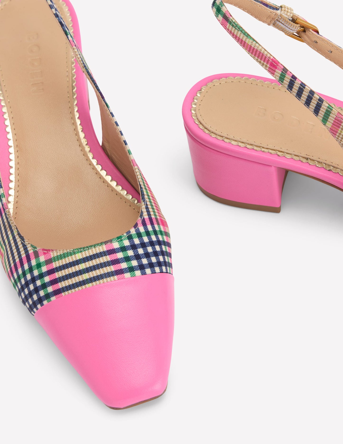 Ailsa Block Heel Slingbacks-Multi Check