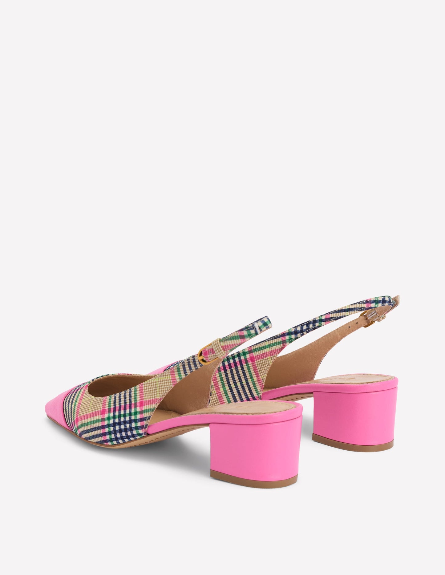 Ailsa Block Heel Slingbacks-Multi Check