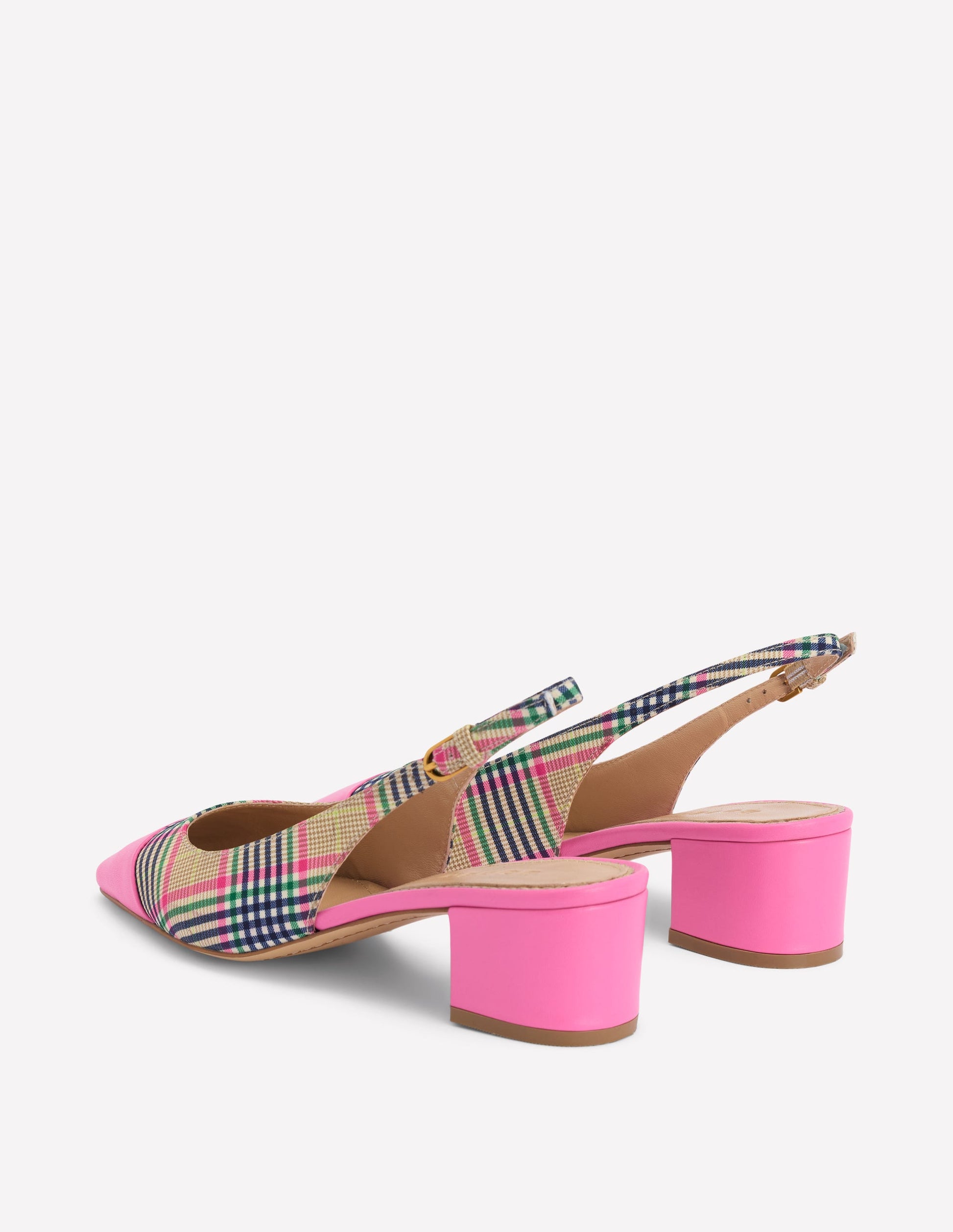 Ailsa Block Heel Slingbacks-Multi Check-5