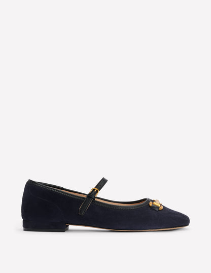 Iris Snaffle Mary Jane Flats-Dark Navy-1