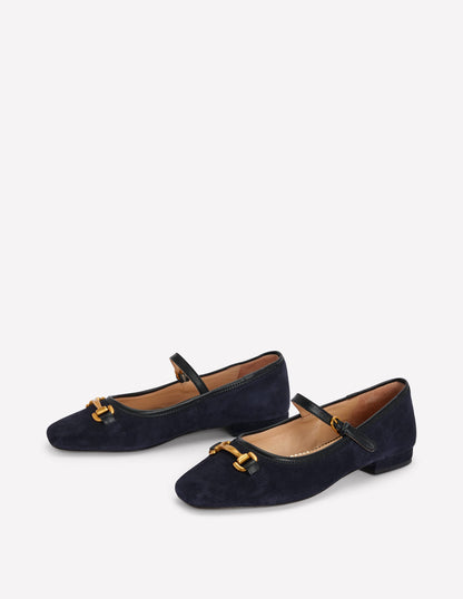 Iris Snaffle Mary Jane Flats-Dark Navy-3