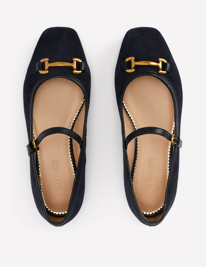 Iris Snaffle Mary Jane Flats-Dark Navy-5