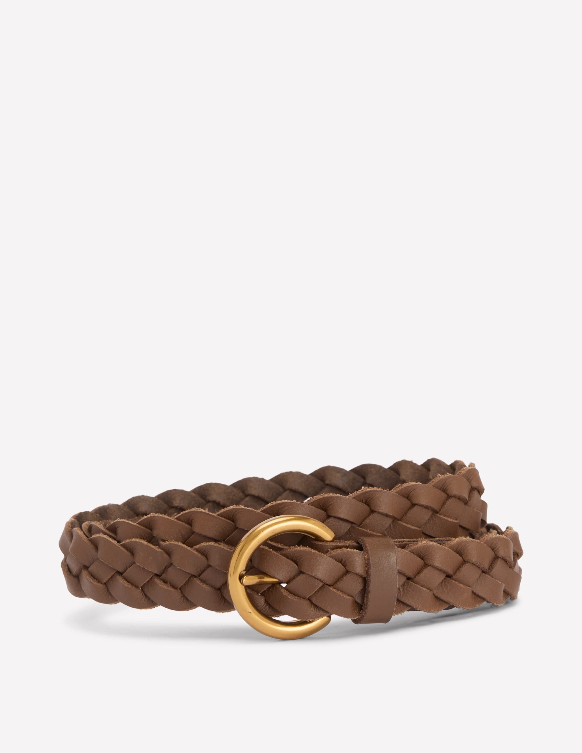 Skinny Plaited Belt-Raw Umber - Image 1