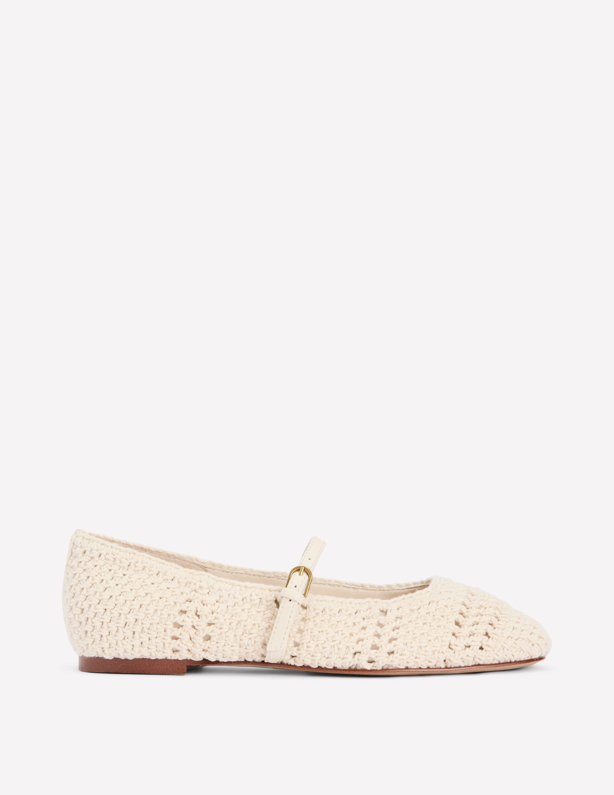 Crochet Mary Jane Flats-Ecru - Image 1