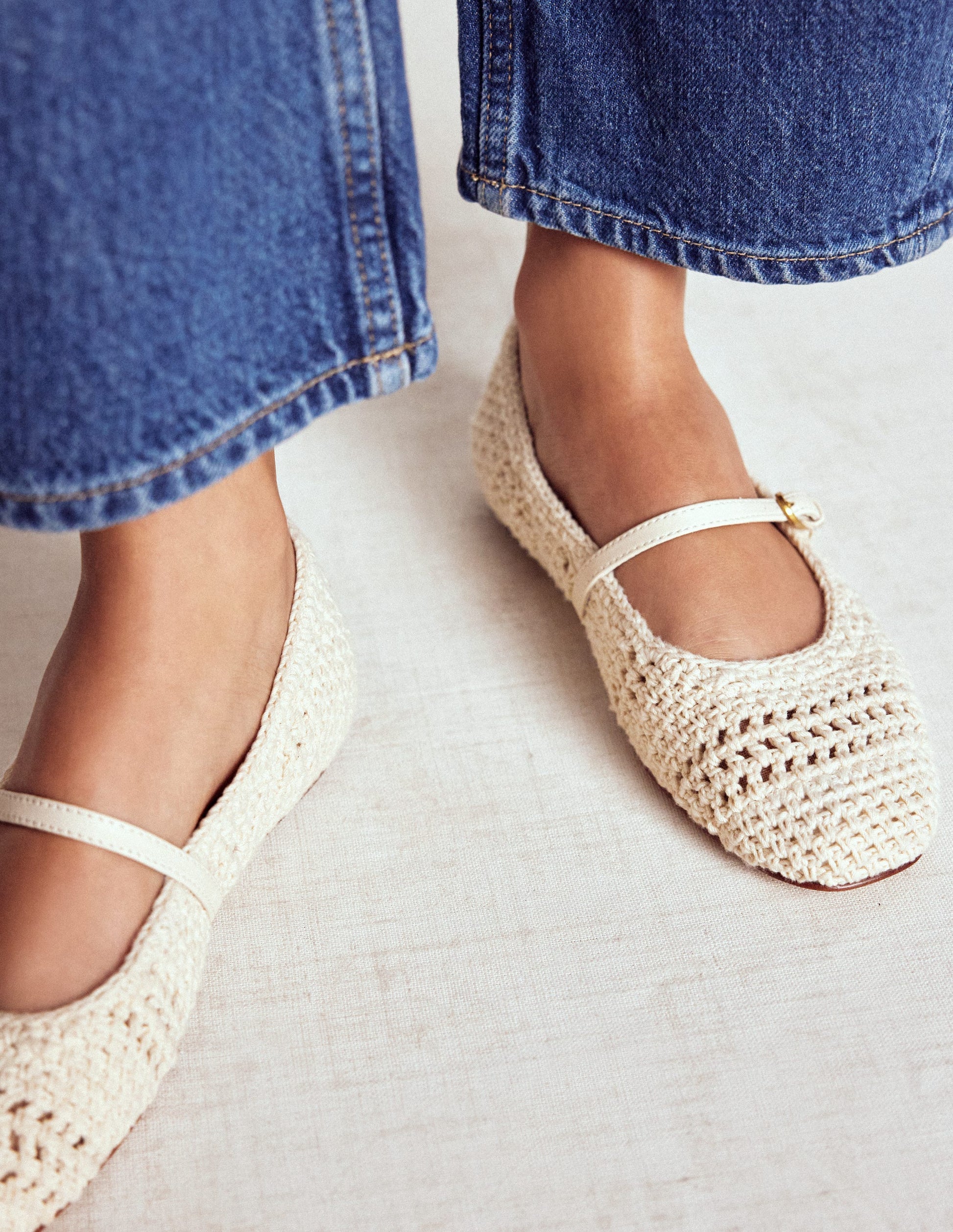 Crochet Mary Jane Flats-Ecru-2