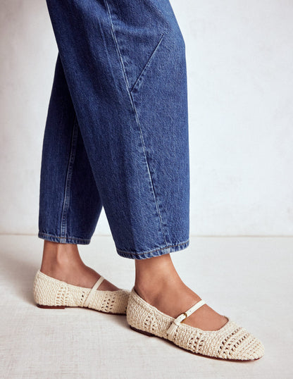 Crochet Mary Jane Flats-Ecru-3