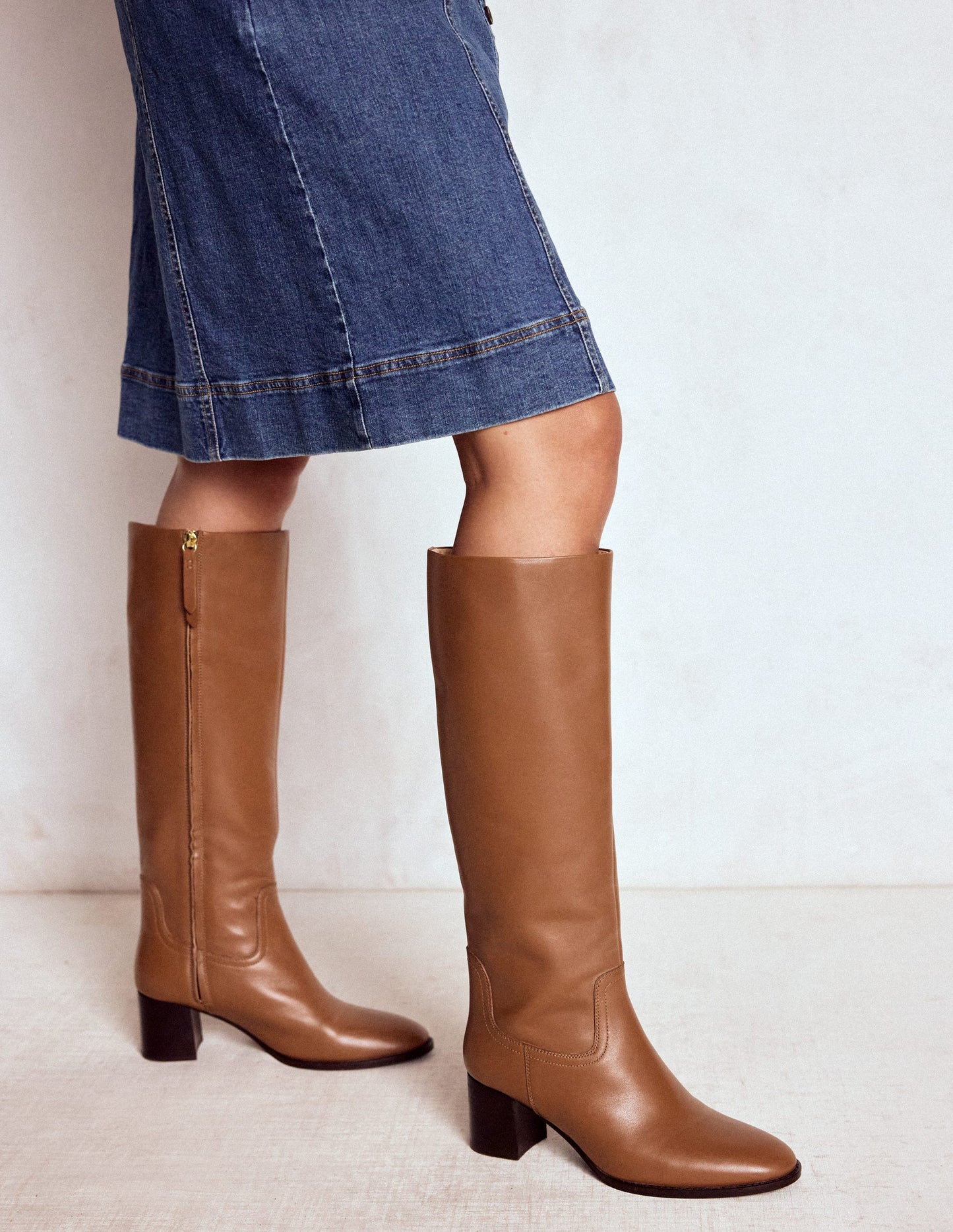 Skye Smart Knee Boots-Tan