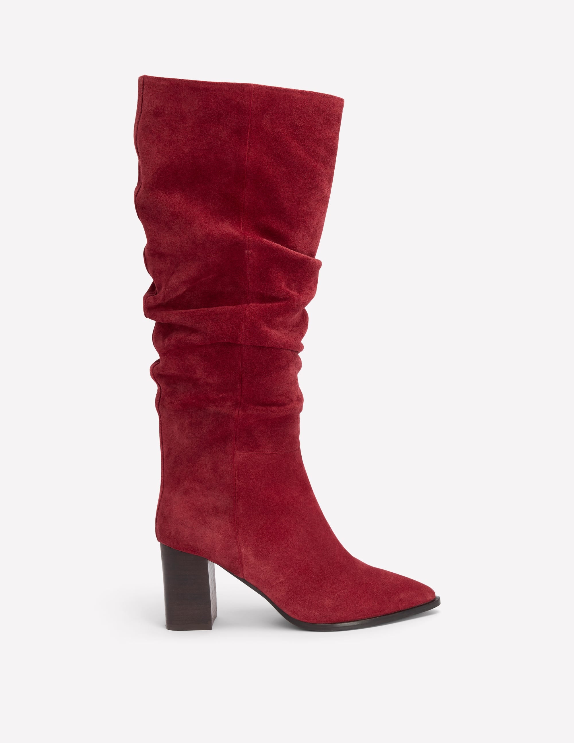 Vera Block Heel Point Boots-Red - Image 1