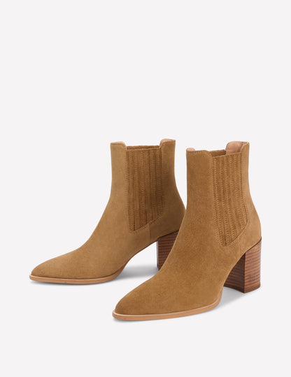 Point Casual Ankle Boots-Caramel-3