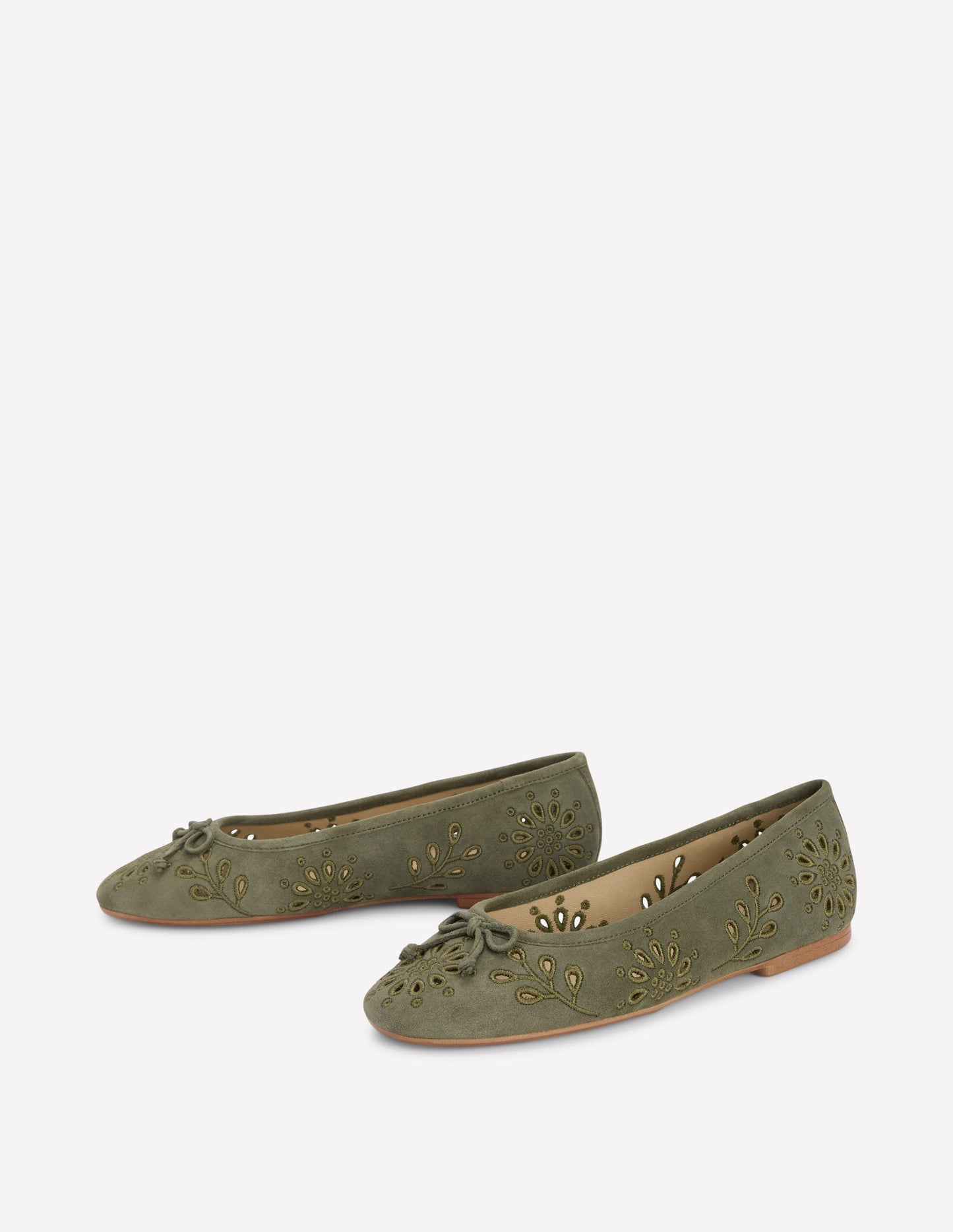 Cut Out Ballet Flats-Deep Olive