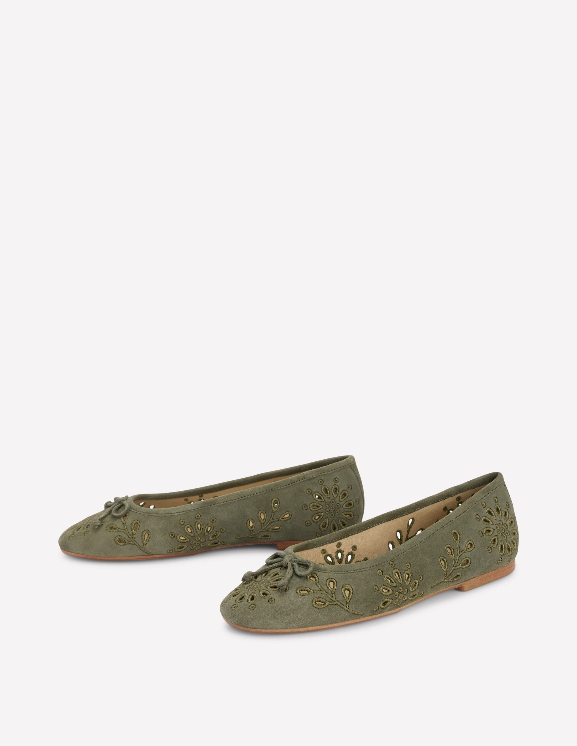 Cut Out Ballet Flats-Deep Olive-3