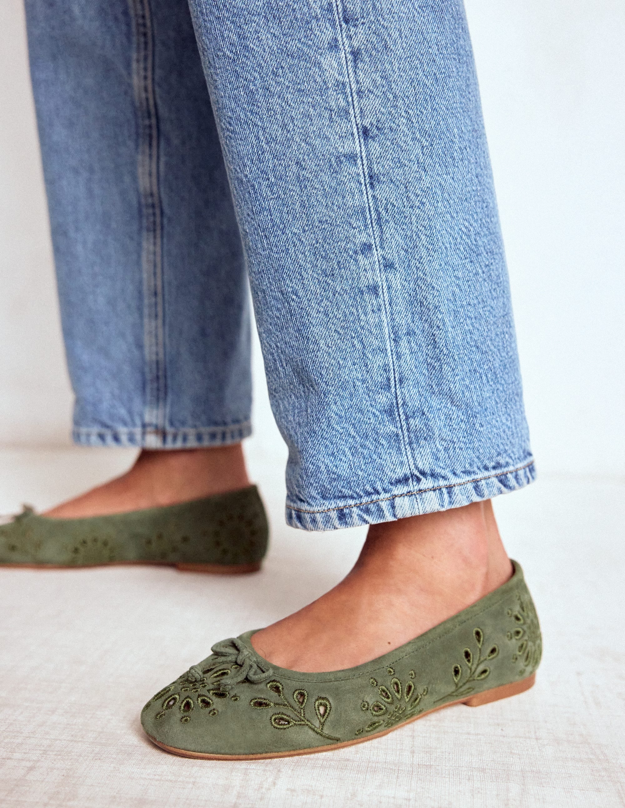 Cut Out Ballet Flats-Deep Olive - Image 2