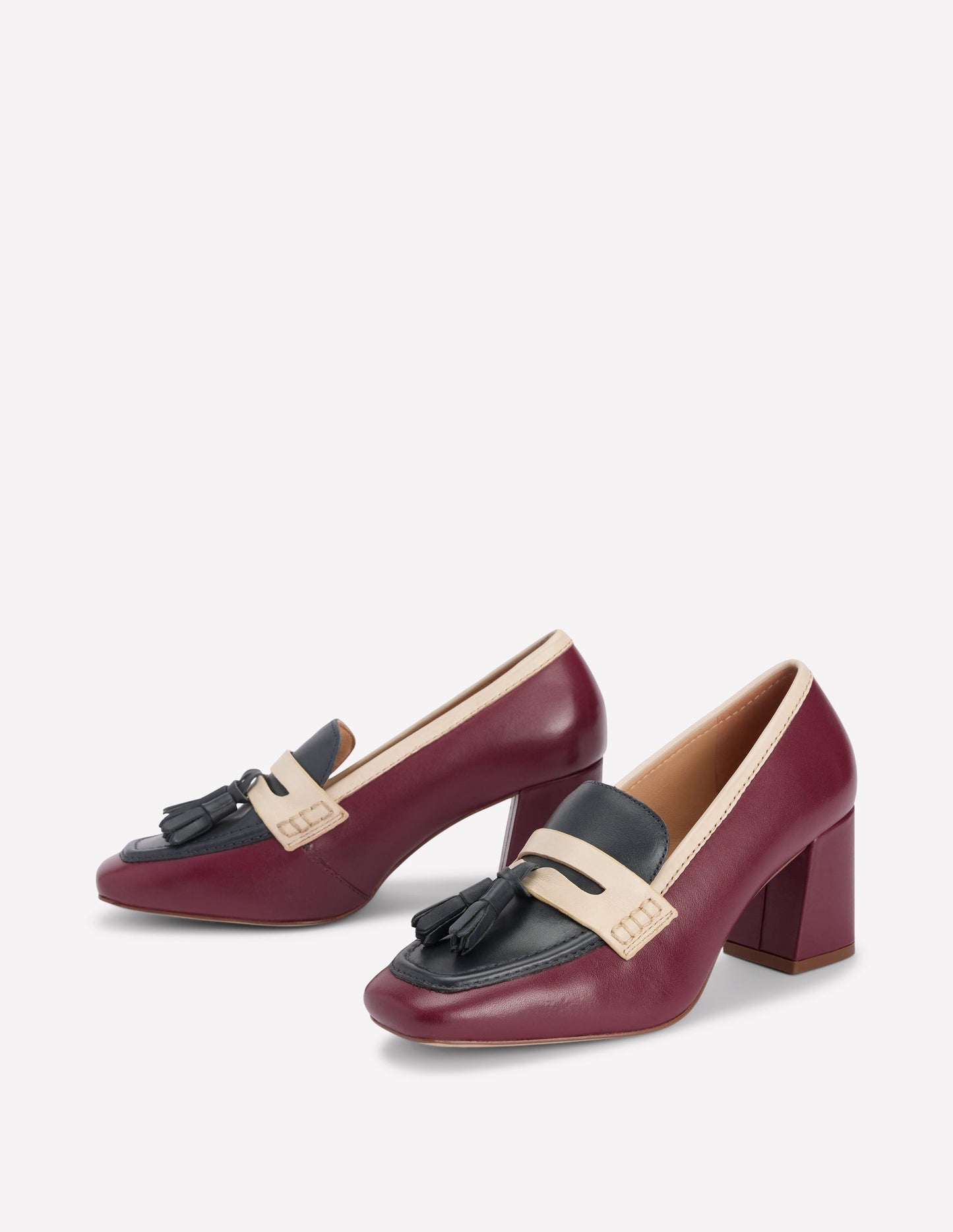 Sol Block Heeled Penny Loafers-Oxblood