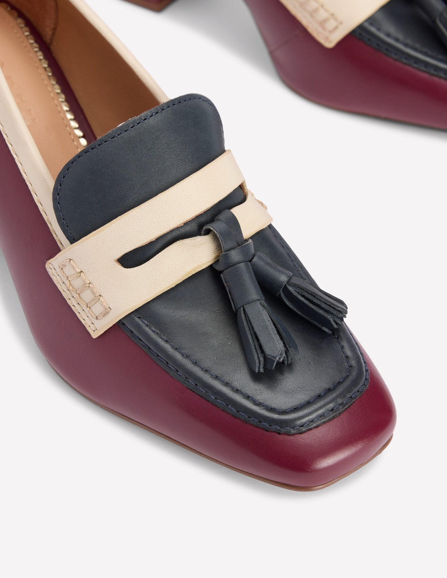 Sol Block Heeled Penny Loafers-Oxblood