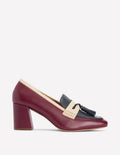 Sol Block Heeled Penny Loafers-Oxblood