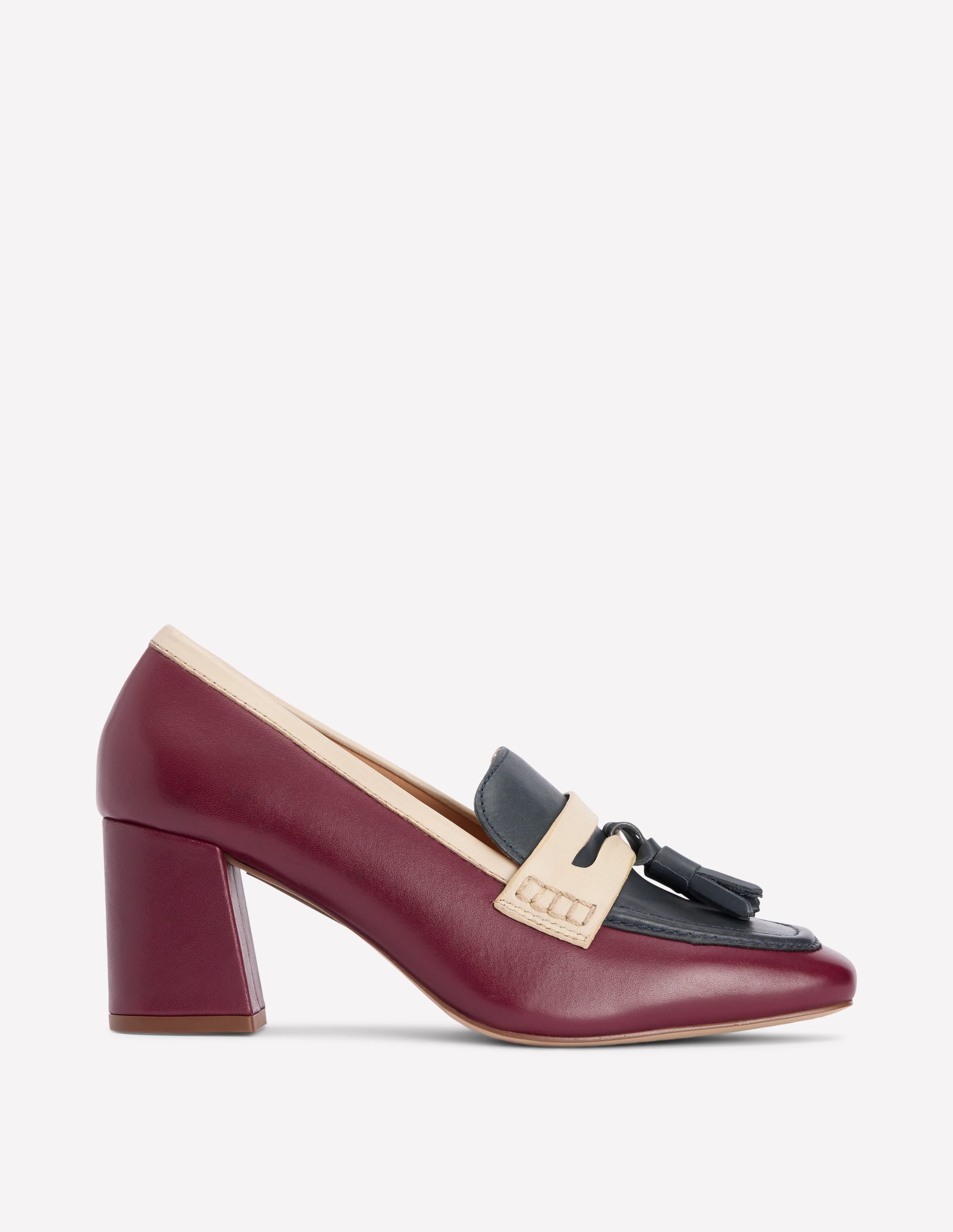 Sol Block Heeled Penny Loafers-Oxblood - Image 1
