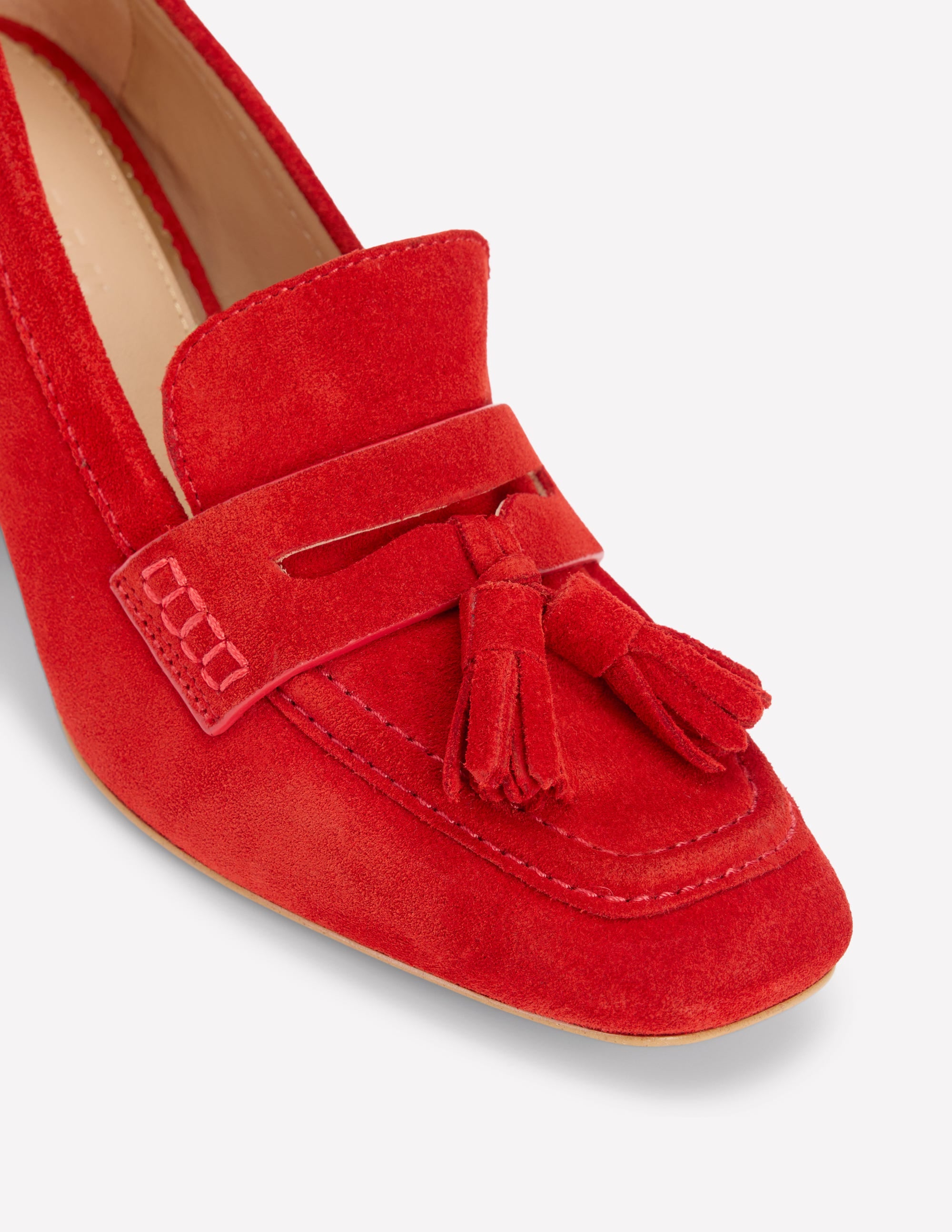 Sol Block Heeled Penny Loafers-Red - Image 4