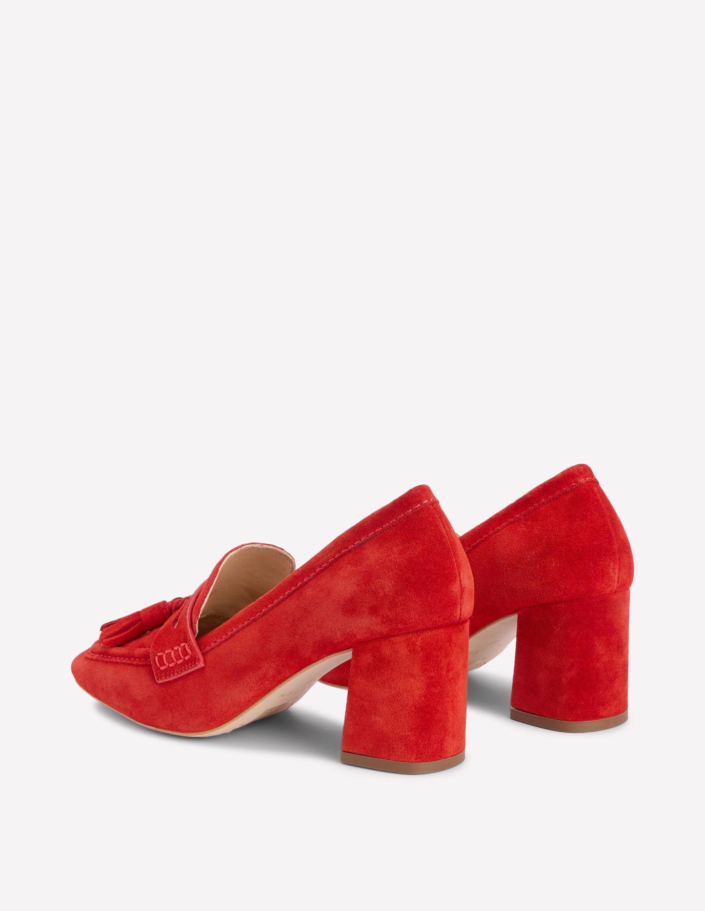 Sol Block Heeled Penny Loafers-Red