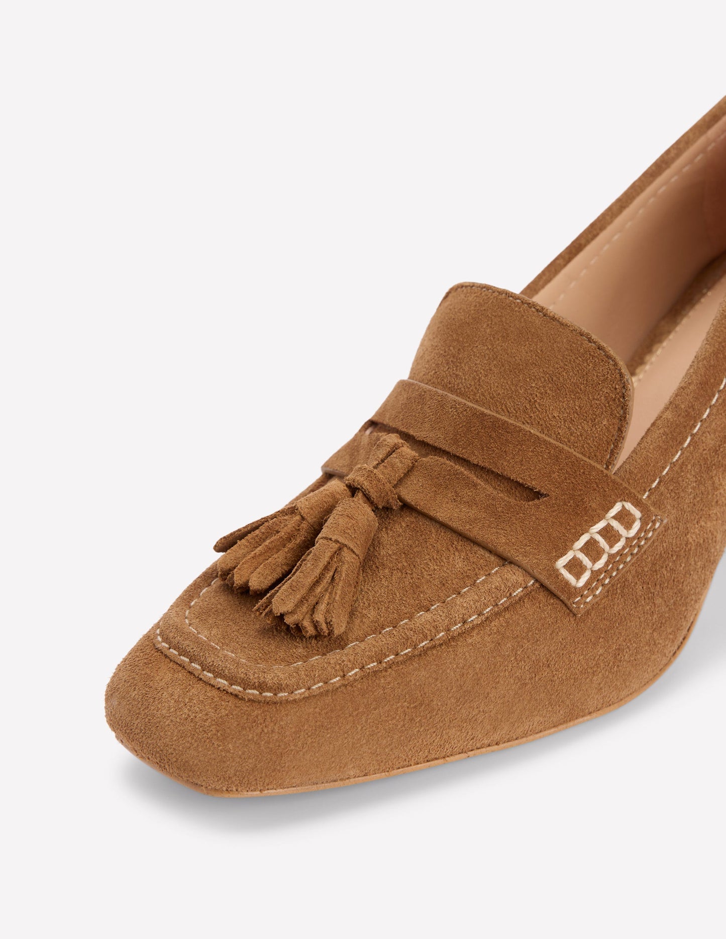 Sol Block Heeled Penny Loafers-Tan