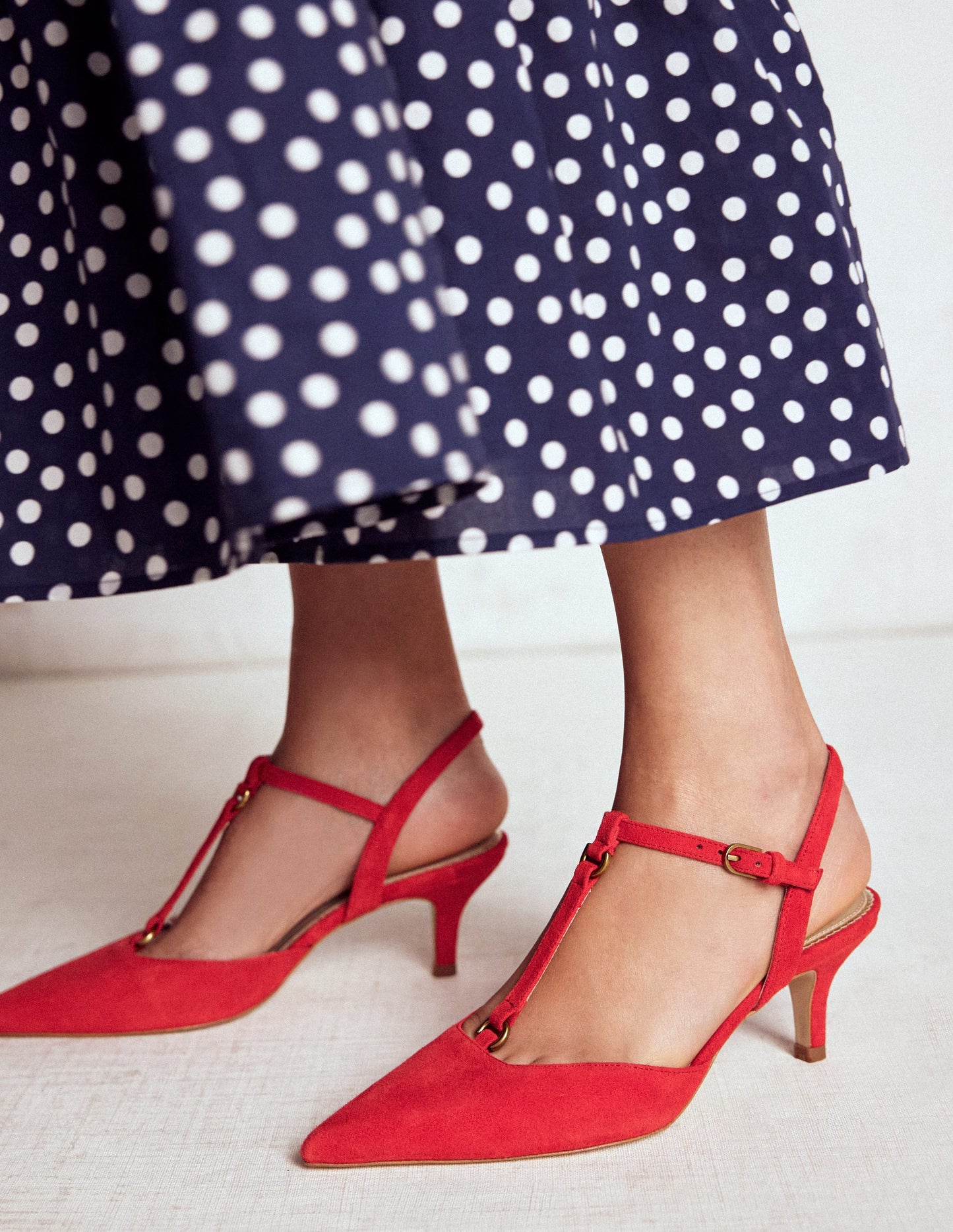 T-Bar Point Heels-Post Box Red