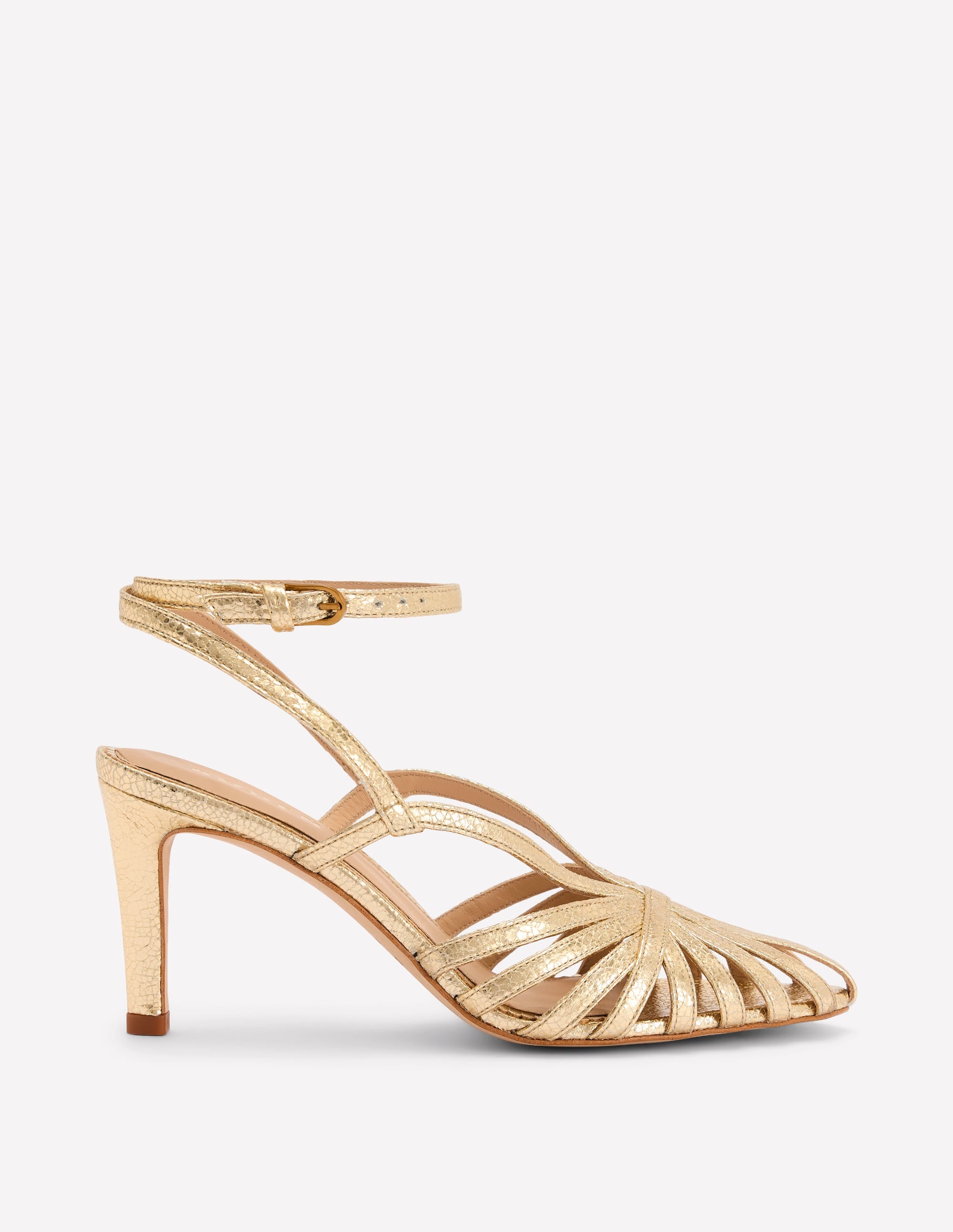 Heeled Cage Sandals-Gold Metallic - Image 1