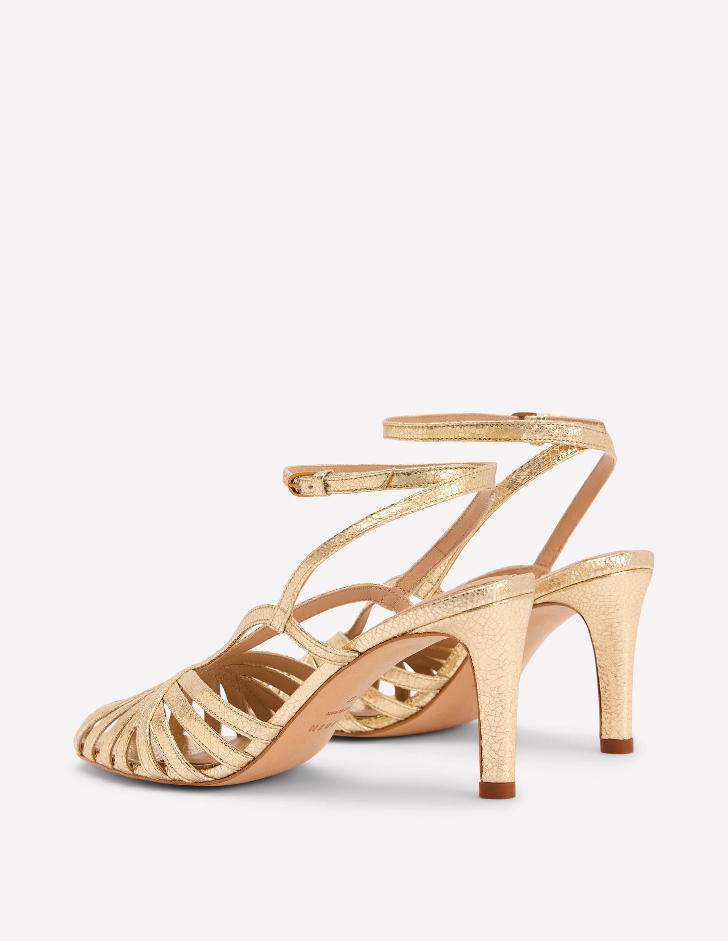 Heeled Cage Sandals-Gold Metallic