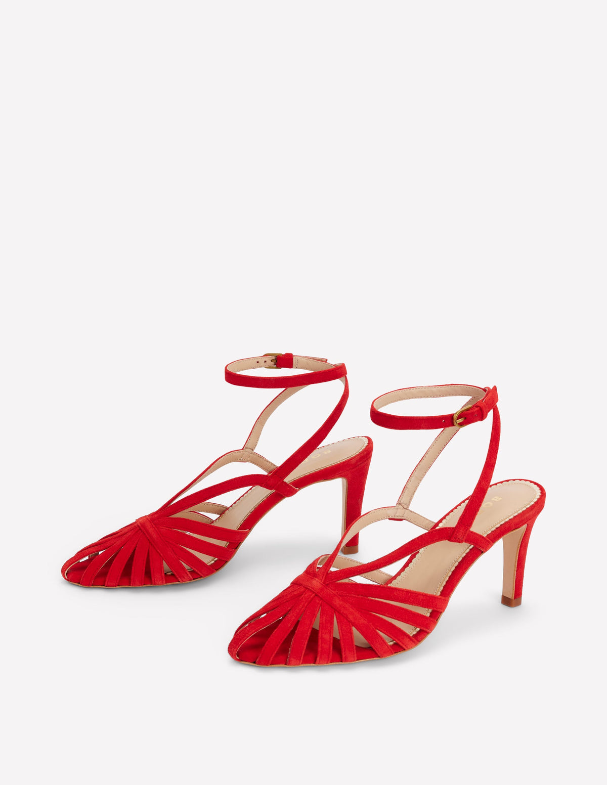 Heeled Cage Sandals-Post Box Red - Image 3