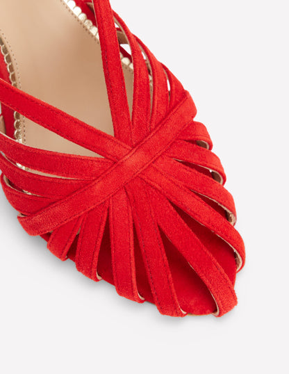Heeled Cage Sandals-Post Box Red-4