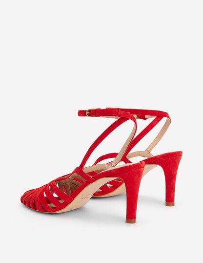 Heeled Cage Sandals-Post Box Red-5