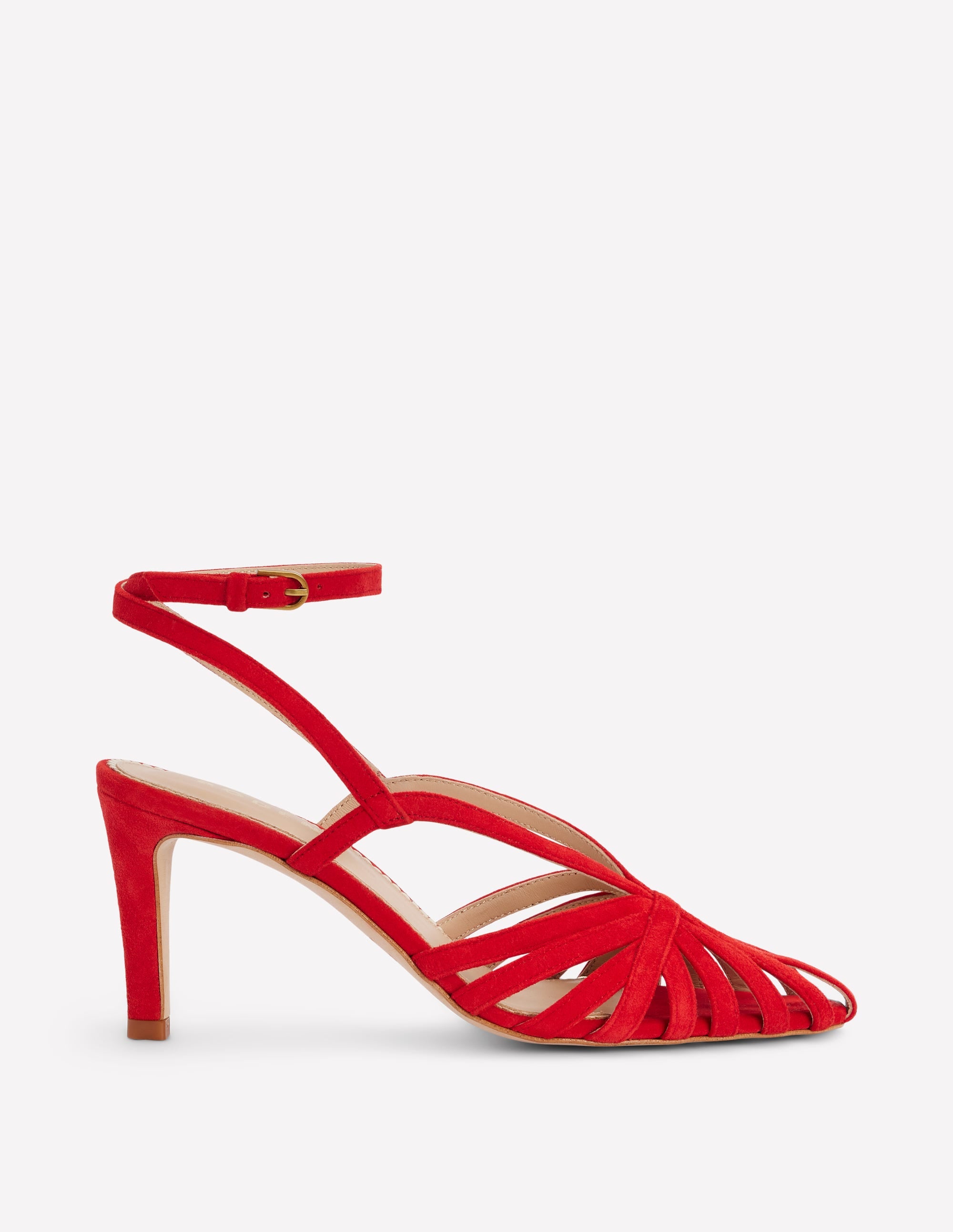 Heeled Cage Sandals-Post Box Red - Image 1