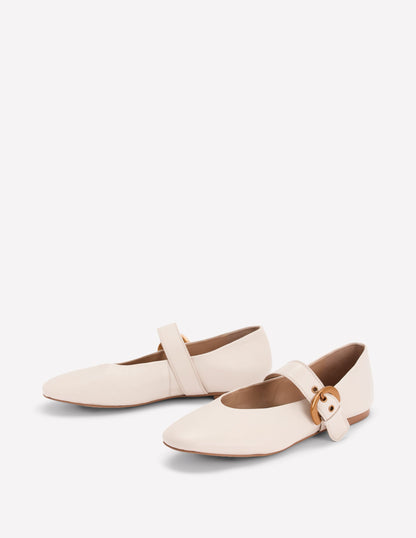 Kylie Flat Buckle Mary Janes-Ecru-3